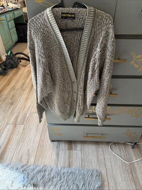 Geiger Taupe Knit Button-Front Cardigan